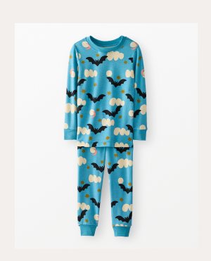 Kids Halloween HannaSoft™ Stretch Long John Pajama Set | Bats at Night