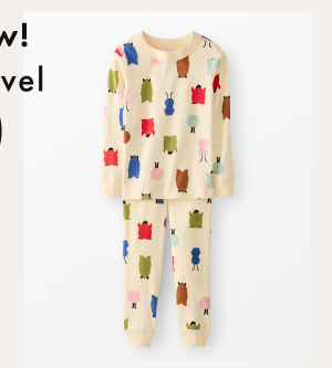 Kids Halloween Long John Pajama Set | Monsters on Ecru