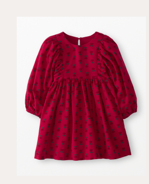 Balloon Sleeve Linen Dress with Pockets | Tulips on Raspberry