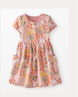 Playground Dress with pockets | Violet the Unicorn on Blush Pink