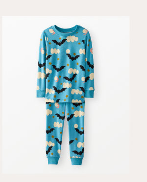 Kids Halloween HannaSoft™ Stretch Long John Pajama Set | Bats at Night