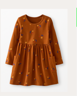 Long Sleeve Playground Dress with Pockets | Multi Sun, Moon and Stars on Dogwood