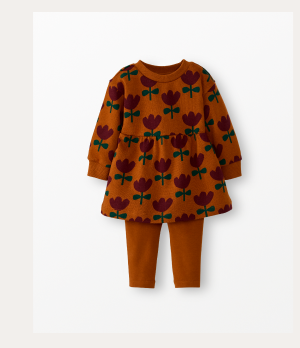 Baby Long Sleeve French Terry Dress & Leggings Set | Tulips on Dogwood