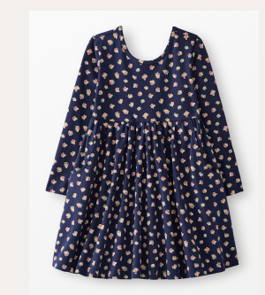 Long Sleeve Skater Dress with Pockets | Flower Bunch on Navy