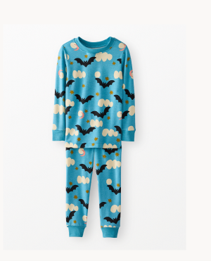 Kids Halloween HannaSoft™ Stretch Long John Pajama Set | Bats at Night