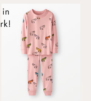 Kids Long John Pajama Set | Donkeys on Powdered Rose