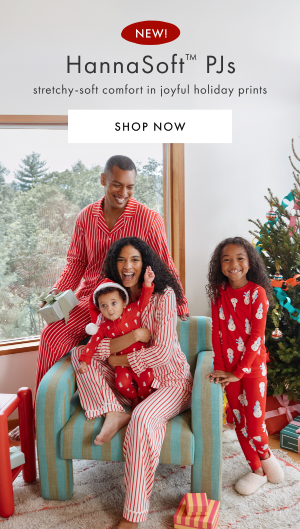 NEW! HannaSoft PJs strechy-soft comfort in joyful holiday prints | SHOP NOW