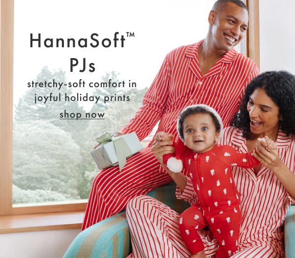 HannaSoft™ PJs strechy-soft comfort in joyful holiday prints | shop now