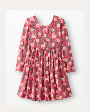 Holiday Long Sleeve Skater Dress with Pockets | Unicorn Forest on Pink