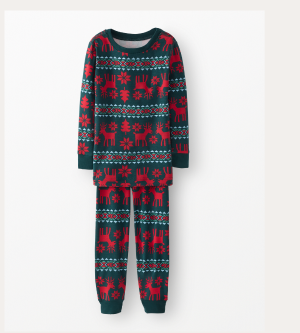 Holiday HannaSoft™ Stretch Pajama Set | Dear Deer on Green