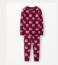 Kids Long John Pajama Set | Snail on Cherry Lacquer