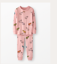 Kids Long John Pajama Set | Donkeys on Powdered Rose