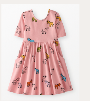 Skater Dress with Pockets | Donkeys on Powdered Rose