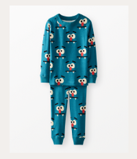Kids Halloween Long John Pajama Set | Monster Face on Atlantic Blue