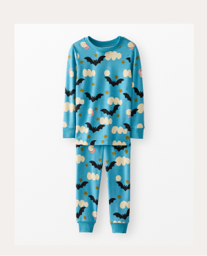 Kids Halloween HannaSoft™ Stretch Long John Pajama Set | Bats at Night