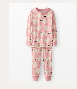  Kids Halloween Long John Pajama Set in Cats on Powdered Rose - main  Kids Halloween Long John Pajama Set in Cats on Powdered Rose - main  Kids Halloween Long John Pajama Set | Cats on Powdered Rose