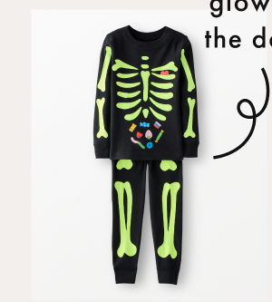 Kids Halloween Glow-in-the-Dark Long John Pajama Set