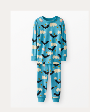 Kids Halloween HannaSoft™ Stretch Long John Pajama Set | Bats at Night
