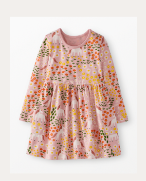 Long Sleeve Playground Dress with Pockets | Violet the Unicorn on Blush Pink