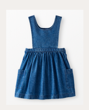 Sleeveless Denim Pinafore Dress with Pockets | Medium Wash