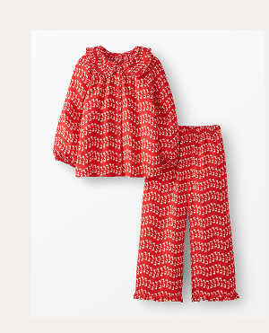 Holiday Ruffle Flannel Pajama Set | Flying Dear Deer 