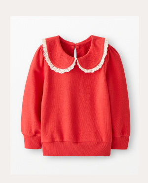 French Terry Collared Sweatshirt | Red Ember