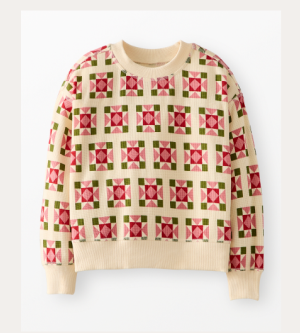 Holiday Waffle Crewneck | Quilted Stars on Almond Oil