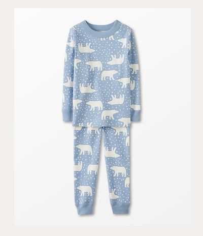Holiday HannaJams™ Pajama Set | Snowy Polar Bear on North Air Holiday HannaJams™ Pajama Set | Snowy Polar Bear on North Air