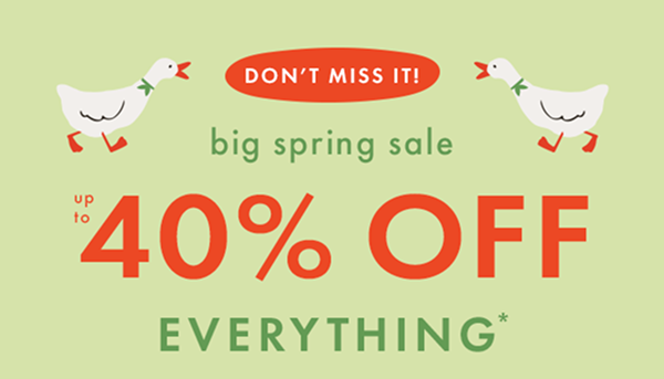 DON'T MISS IT! up to * 40% OFF * EVERYTHING | exclusions apply | SHOP SALE