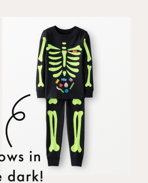 Kids Halloween Glow-in-the-Dark Long John Pajama Set