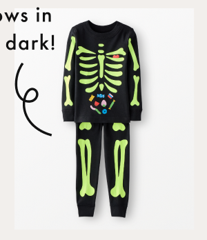 Kids Halloween Glow-in-the-Dark Long John Pajama Set