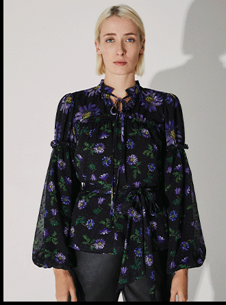 The British Museum x WH: The Mary Delany Collection Tie Neck Blouse