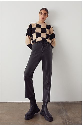 Faux Leather Straight Leg Jogger
