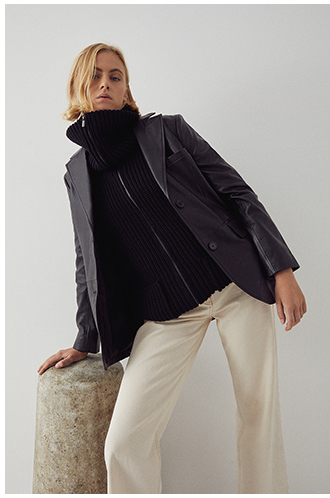 Real Leather Single Breasted Boyfriend Blazer