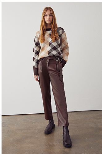 Tapered Faux Leather Peg Trouser
