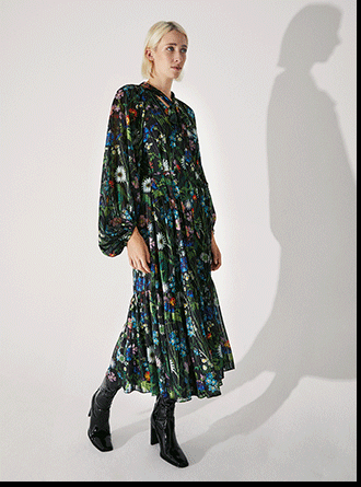 The British Museum x WH: The Mary Delany Collection Tie Neck Dress