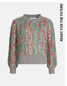 Recycled Mixed Sequin Cable Knit Jumper