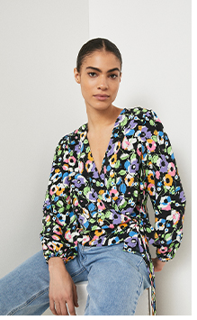Wrap Top In Floral Print