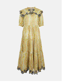 embroidery collar midi dress