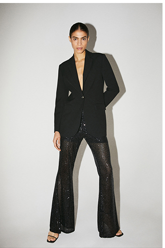 sequin flare trousers