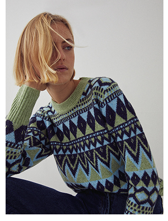 recycled chunky fairisle knit jumper