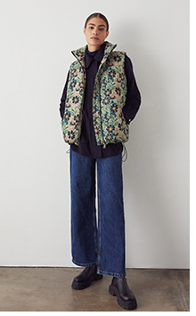 floral short padded vest