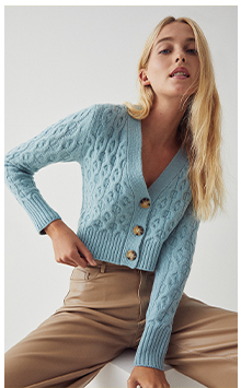 recycled honeycomb stitch crop knit cardigan