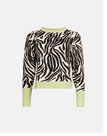 zebra knit jumper with contrast trim