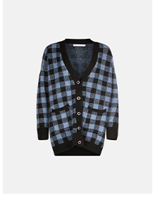 gingham midi knit cardigan