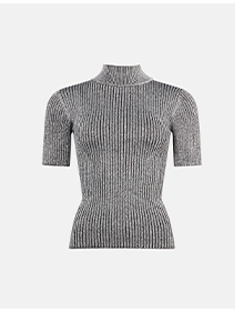 metallic short sleeve knit jumper