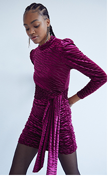animal velvet burnout tie waist mini dress