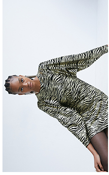 metallic animal velvet batwing mini dress