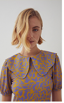 Printed Collared Midi Dress