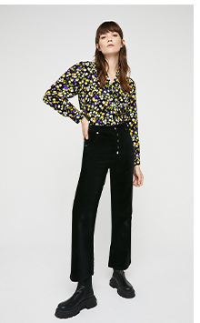 Woven Button Through Long Sleeve Top